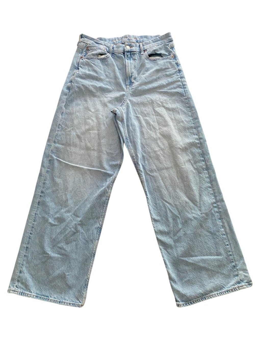 American Eagle - Curvy Super High-Rise Baggy Straight Jeans Light Wash - Size 12